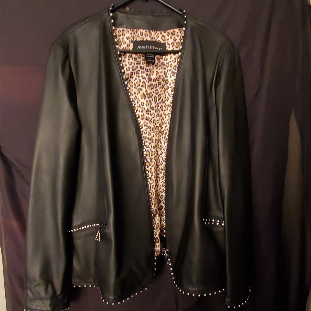 Ashley Stewart Black Leather Jacket